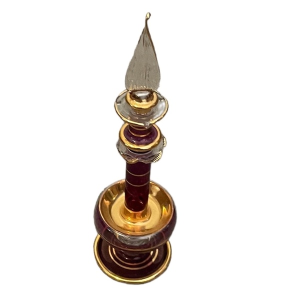 Hand Blown & Decorated Gold Gilt Egyptian Glass Perfume Bottle - Picture 7 of 15